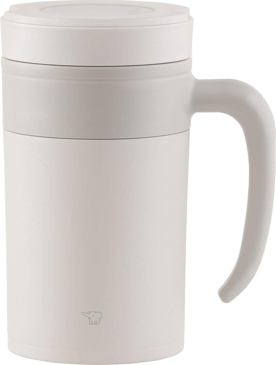 Zojirushi SE-KAE48WZ Stainless Tea Tumbler with Handle, 16-Ounce, off White