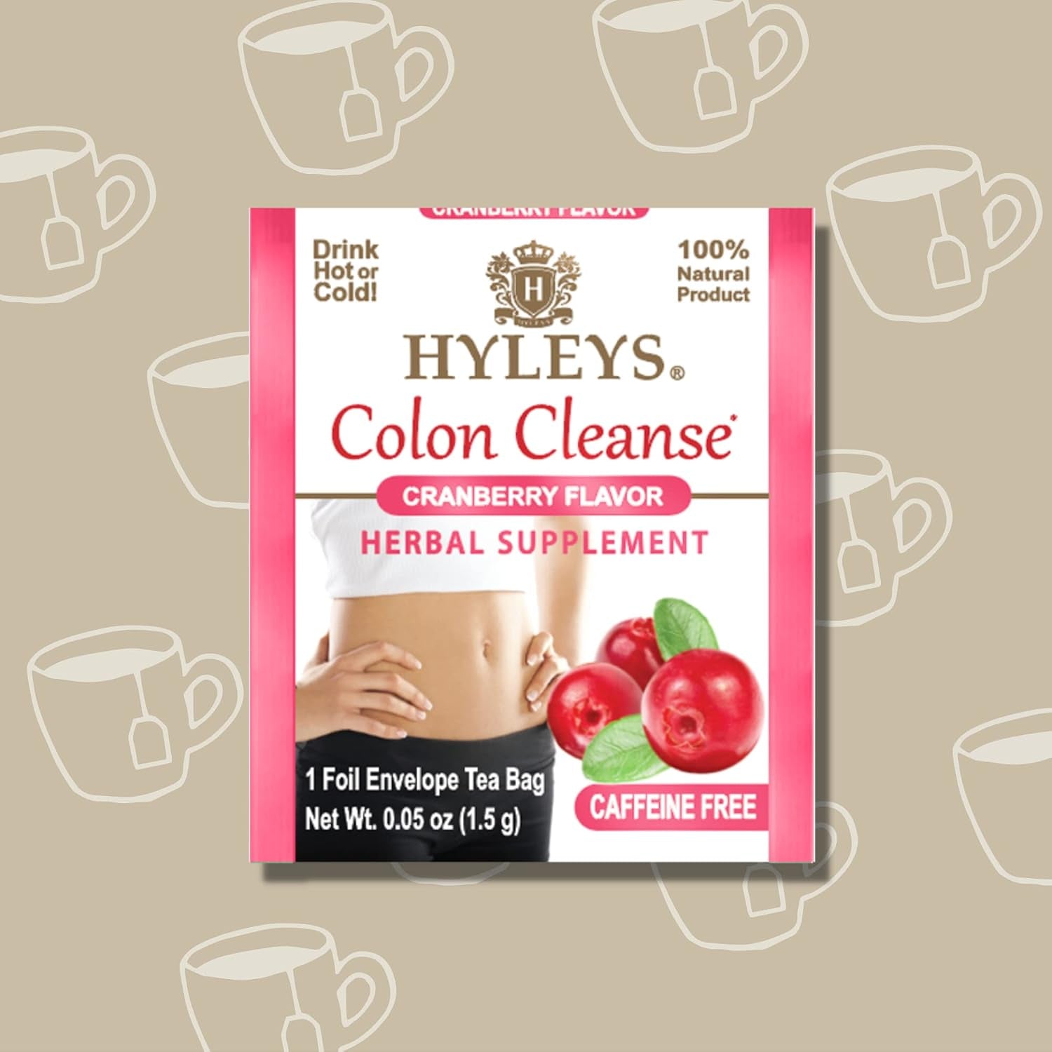 Colon Cleanse Tea, Cranberry Flavor, Vegan, 25 Herbal Tea Bags