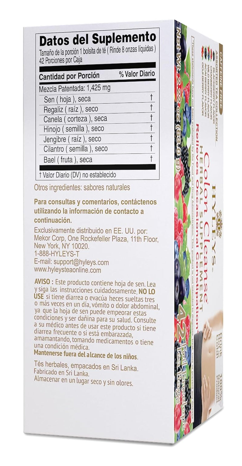 Colon Cleanse Tea, Assorted, 42 Individually Wrapped Herbal Tea Bags | Herbal Detox Tea with Senna, Fennel & Ginger, Supports Digestion, Regularity & Gut Reset, Caffeine Free, Gluten Free