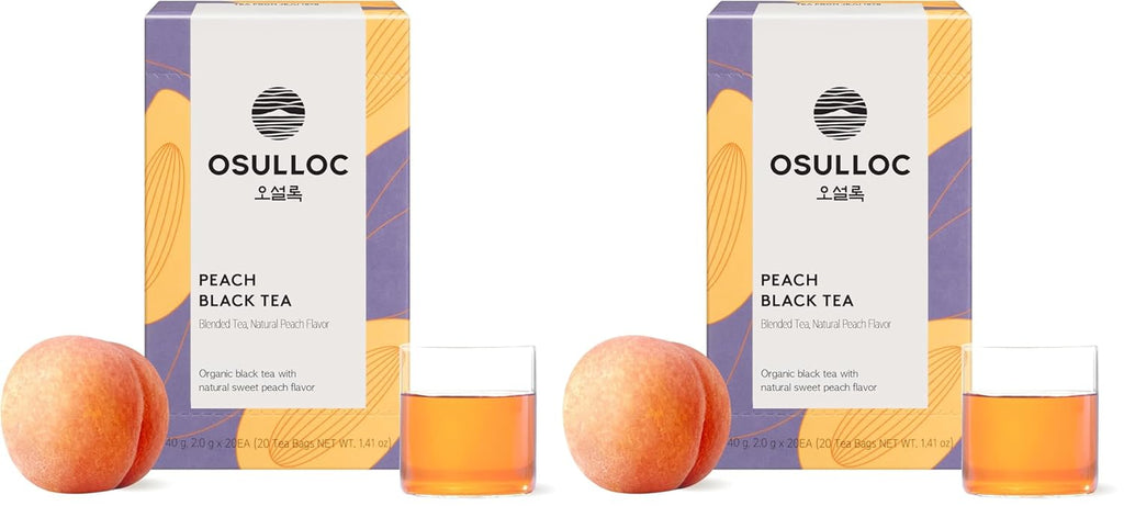 Peach Black Tea (Tropical Mango & Peach Flavor), Fruit Tea Blend, Premium Teabags from Jeju Island, 20 Count (Pack of 2)