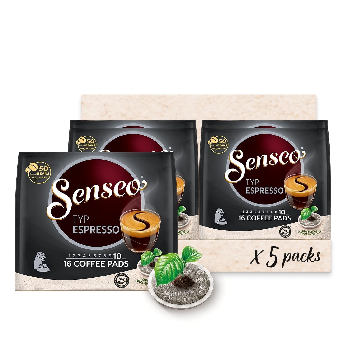Espresso - (Packs Of) - Rich & Bold Espresso Flavor - Sing Coffee Pods - 80 Count - Single-Serve Coffee Pads with Rich Crema - Compatible with  and Pelecom Machines