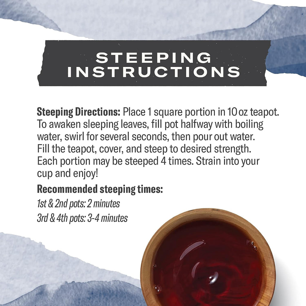 Numi Organic Aged Pu-Erh Tea Brick, Fermented Loose Yunnan Dark Black Tea | Bold, Earthy Yunnan Pu-Erh — 12 Bricks Brew up to 48 Pots