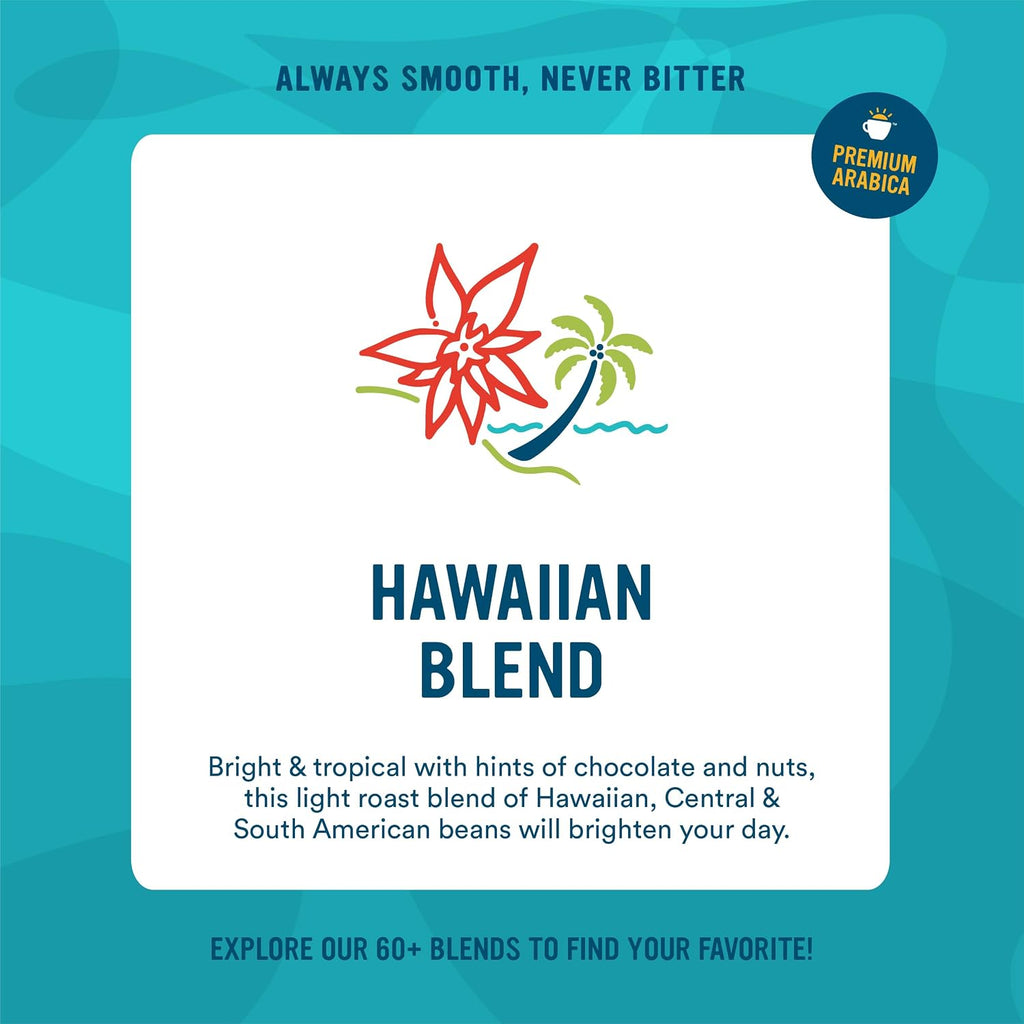 Roasted Ground Coffee Bag, 10% Hawaiian Coffee Blend, 10 Ounce, Pack of 6 NEW