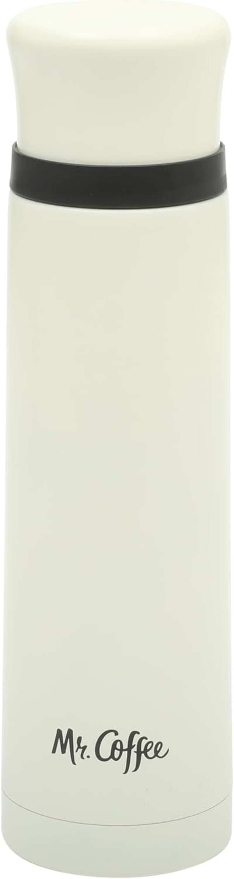 Mr. Coffee Silverleaf 23 Oz Stainless Steel Thermal Bottle – Double Wall Vacuum Insulated Travel Mug with Leak-Proof Lid, White – Hot & Cold Beverage Flask for Work, Commute, or Camping