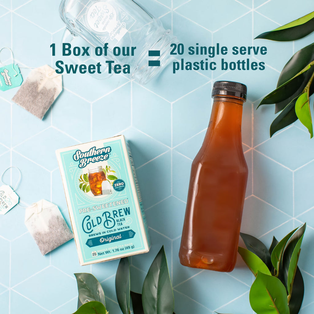 Cold Brew Sweet Tea Variety Pack Iced Tea with Black Tea and Zero Carbs Zero Sugar, 20 Individually Wrapped Tea Bags, Pack of 8