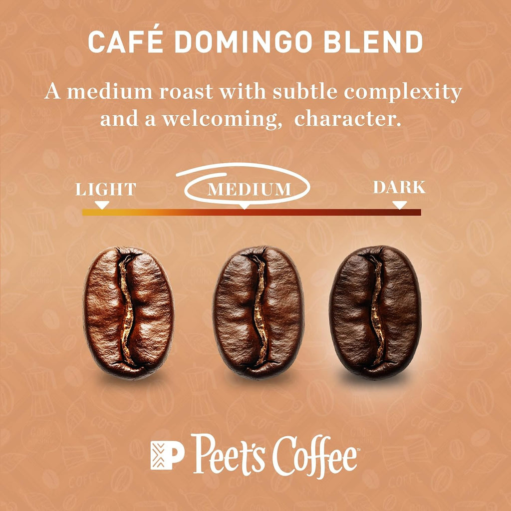 Peet’S Café Domingo Coffee Pods – 96 Count (6 Packs of 16) – Medium Roast with Smooth, Balanced Flavor and Aromatic Finish – Compatible with Pelecom Coffee Machines