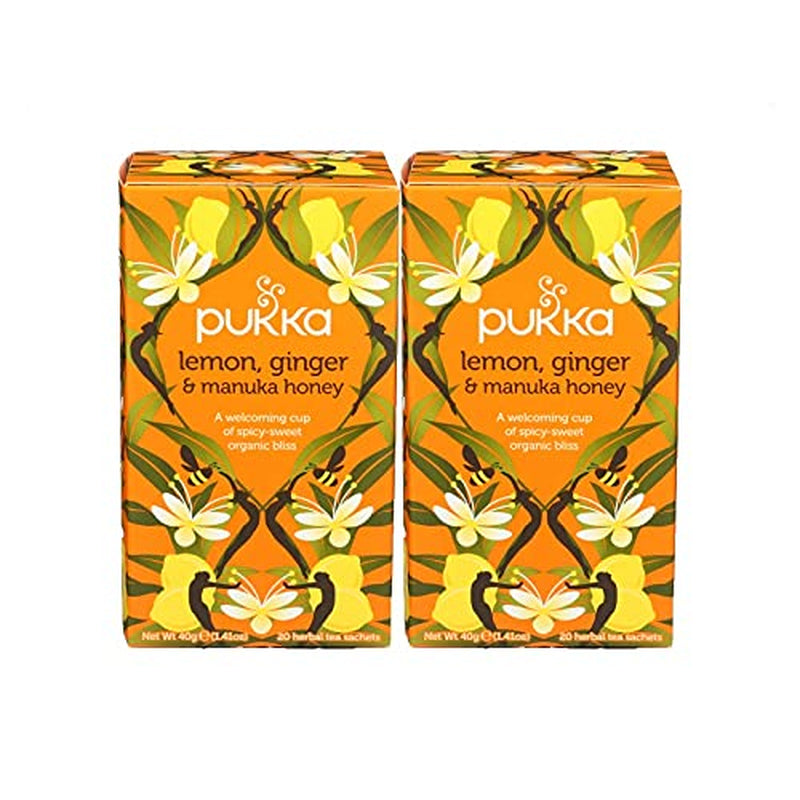 Herbal Teas Tea - Organic - Lemon Ginger and Manuka Honey - 20 Bags - Pack of 2