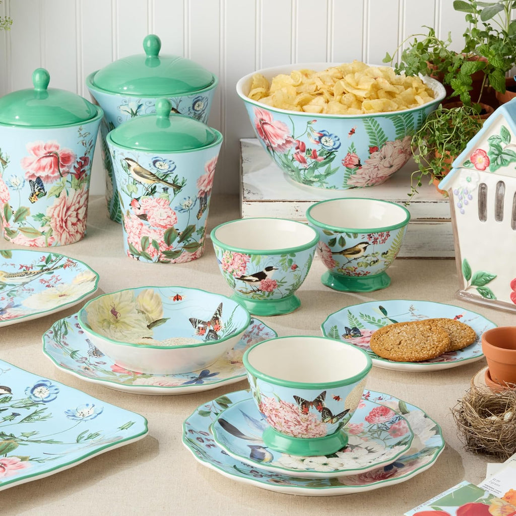 Flora 3D Birdhouse Teapot – 32-Ounce Hand-Painted Ceramic Teapot with Pastel Floral and Butterfly Design, Ideal for Tea Serving, Hosting, and Decorative Kitchen Display