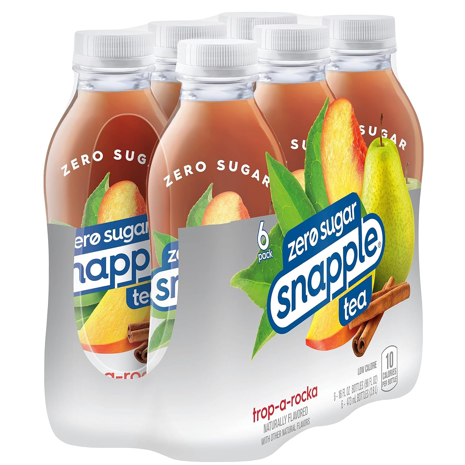 Zero Sugar Trop-A-Rocka Tea, 16 Fl Oz Recycled Plastic Bottle, 6 Pack