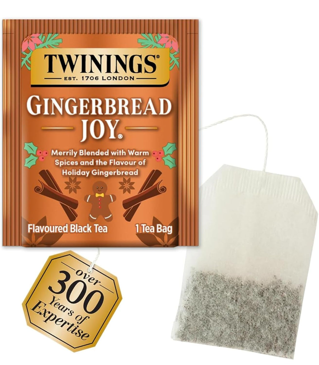 Tea Holiday Variety 4-Pack – Caffeinated Christmas Tea and Gingerbread Joy, Naturally Caffeine-Free Peppermint Cheer and Winter Spice Tea Bags, 20 Count Each