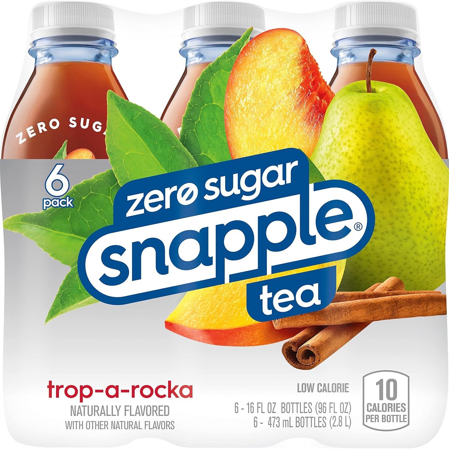 Zero Sugar Trop-A-Rocka Tea, 16 Fl Oz Recycled Plastic Bottle, 6 Pack