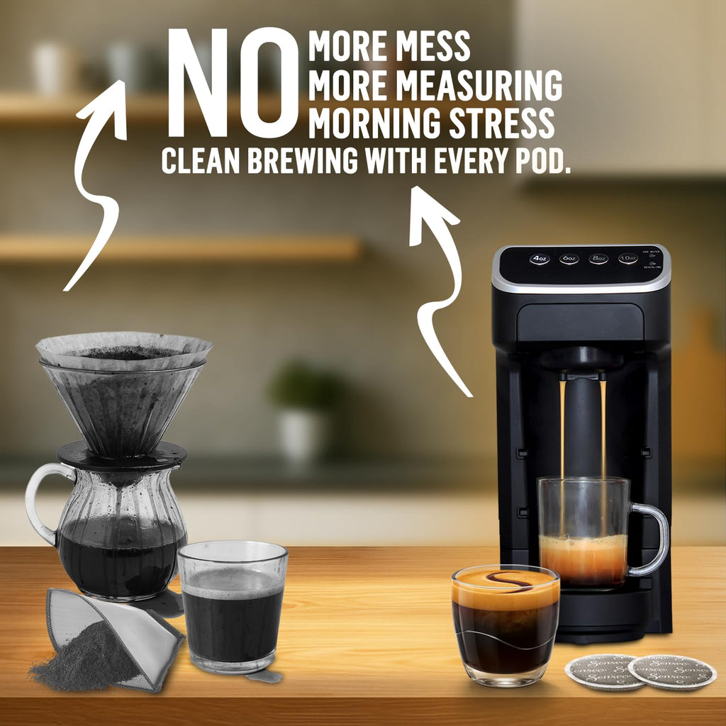 Espresso - (Packs Of) - Rich & Bold Espresso Flavor - Sing Coffee Pods - 80 Count - Single-Serve Coffee Pads with Rich Crema - Compatible with  and Pelecom Machines