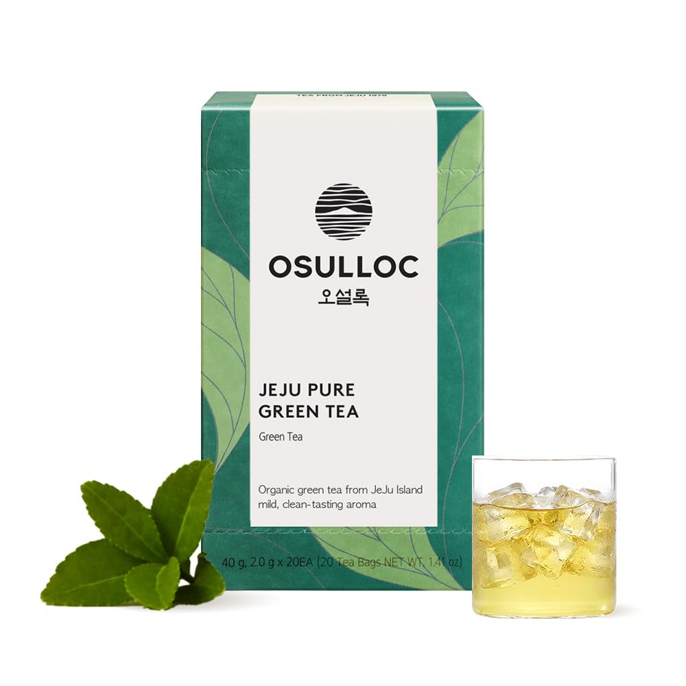 Pure Green Tea (Mild, Clean Tasting Aroma), USDA Organic, Premium Blended Tea from Jeju, Tea Bag Series 20 Count