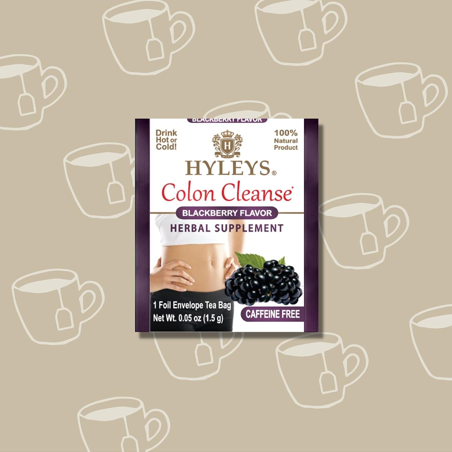 Colon Cleanse Tea, Blackberry Flavor, Caffeine Free, 25 Tea Bags | Senna Leaf, Fennel, Ginger & Natural Blackberry, No Added Sugar, Gluten Free & Vegan, Naturally Caffeine Free