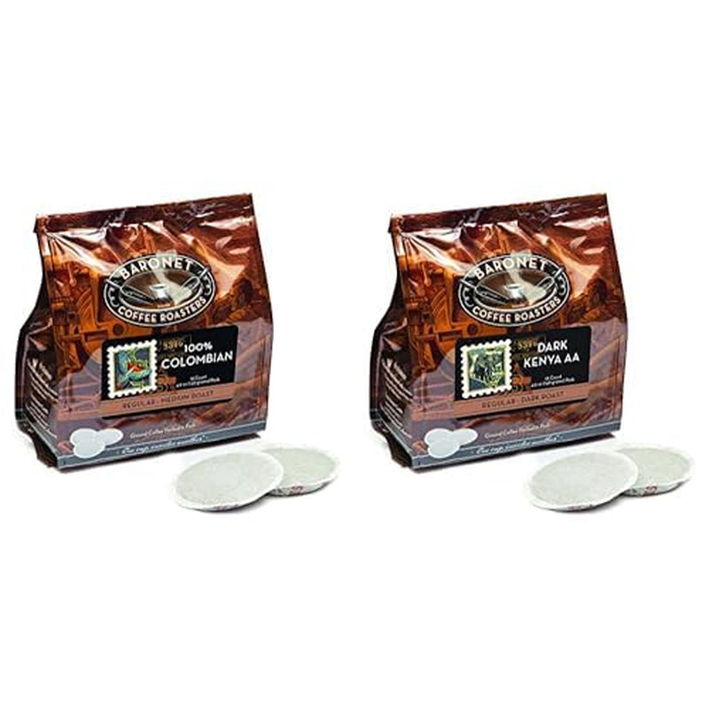 Pods - 100% Colombian & Dark Kenya AA [8 Gram, 54 Pods Each Flavor] Single Cup Use, like Senseo
