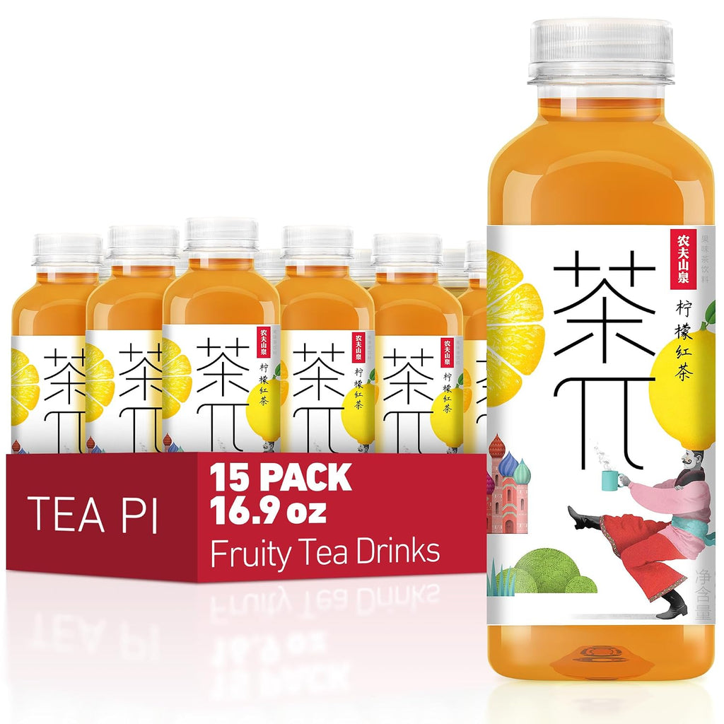 Tea PI Lemon Black Iced Fruit Tea, 16.9 Fl Oz (15 Pack) | Real Brewed Black Tea with Lemon Juice.