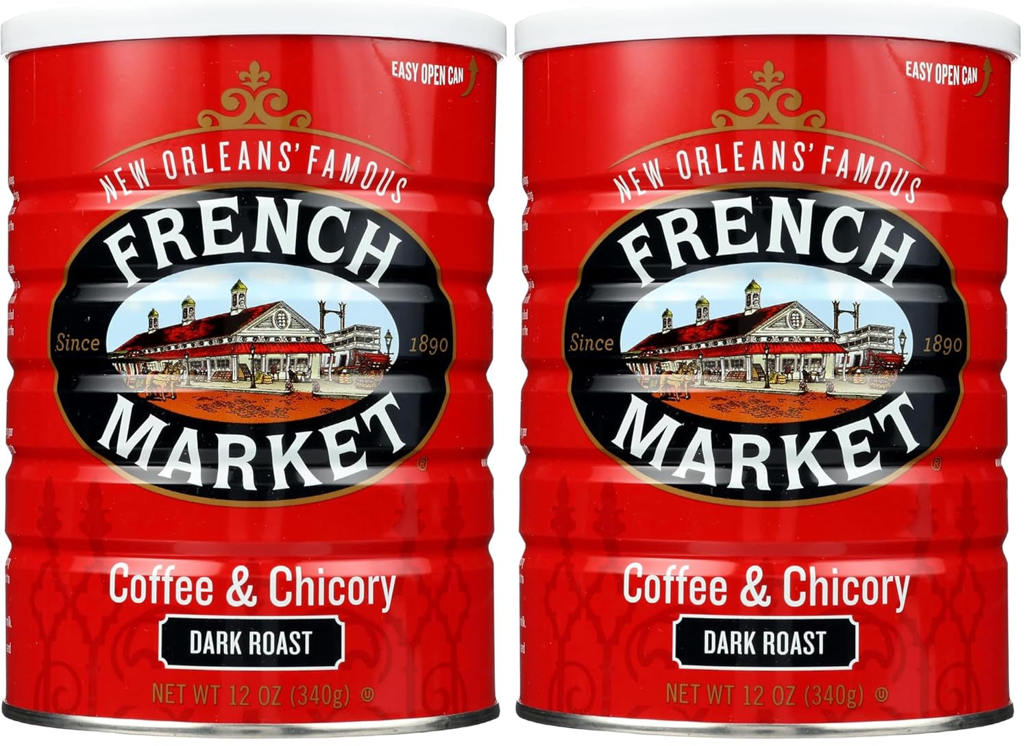 Coffee & Chicory Dark Roast Ground Coffee,12Oz Can,(Pack of 2)