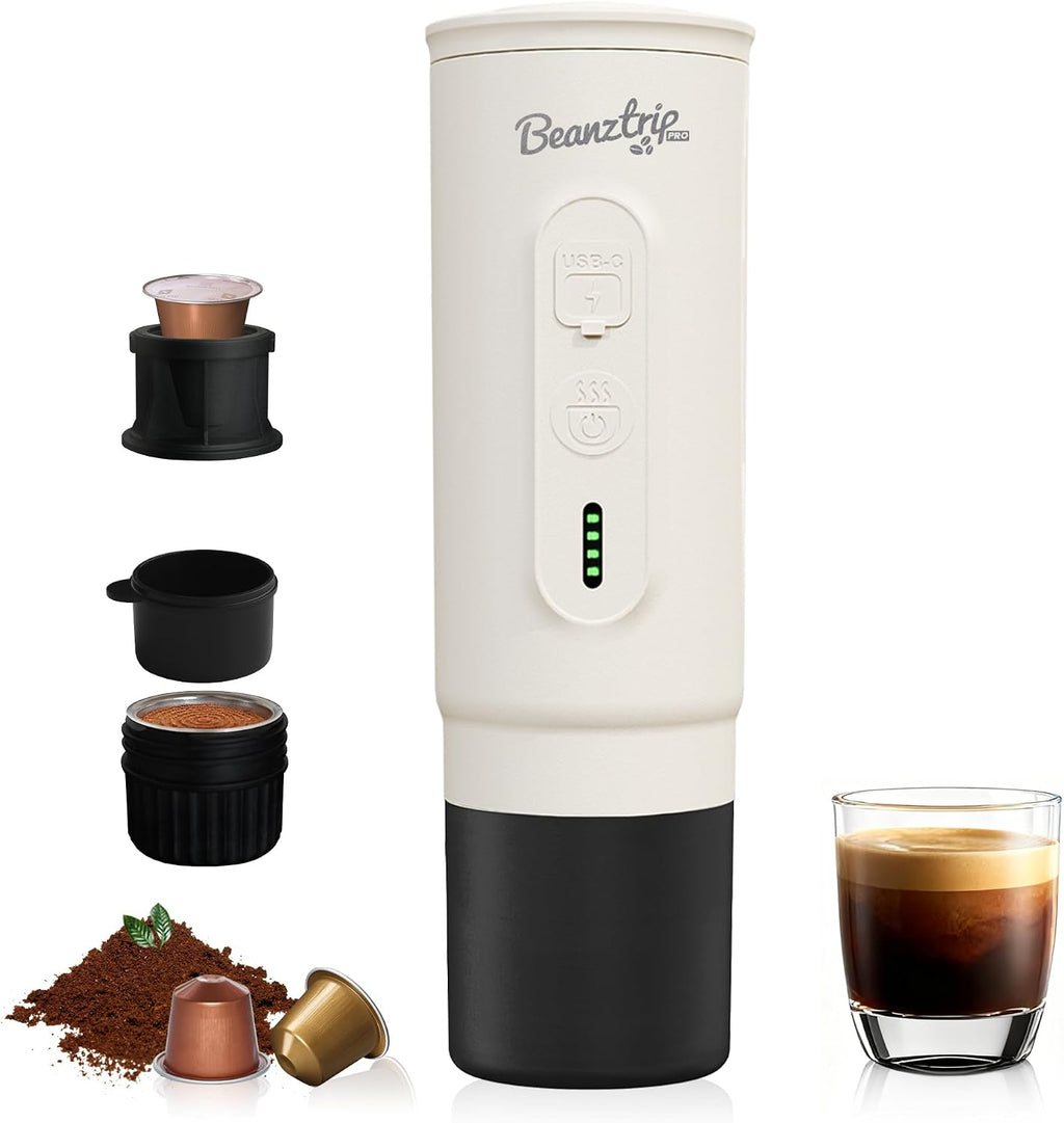 H02PRO Travel Coffee Maker, Portable Espresso Machine for Camping, 20 Bar Mini Coffee Maker Compatible with NS Capsule & Ground Coffee, 65ML Battery Operated Car Coffee Machines for Travel