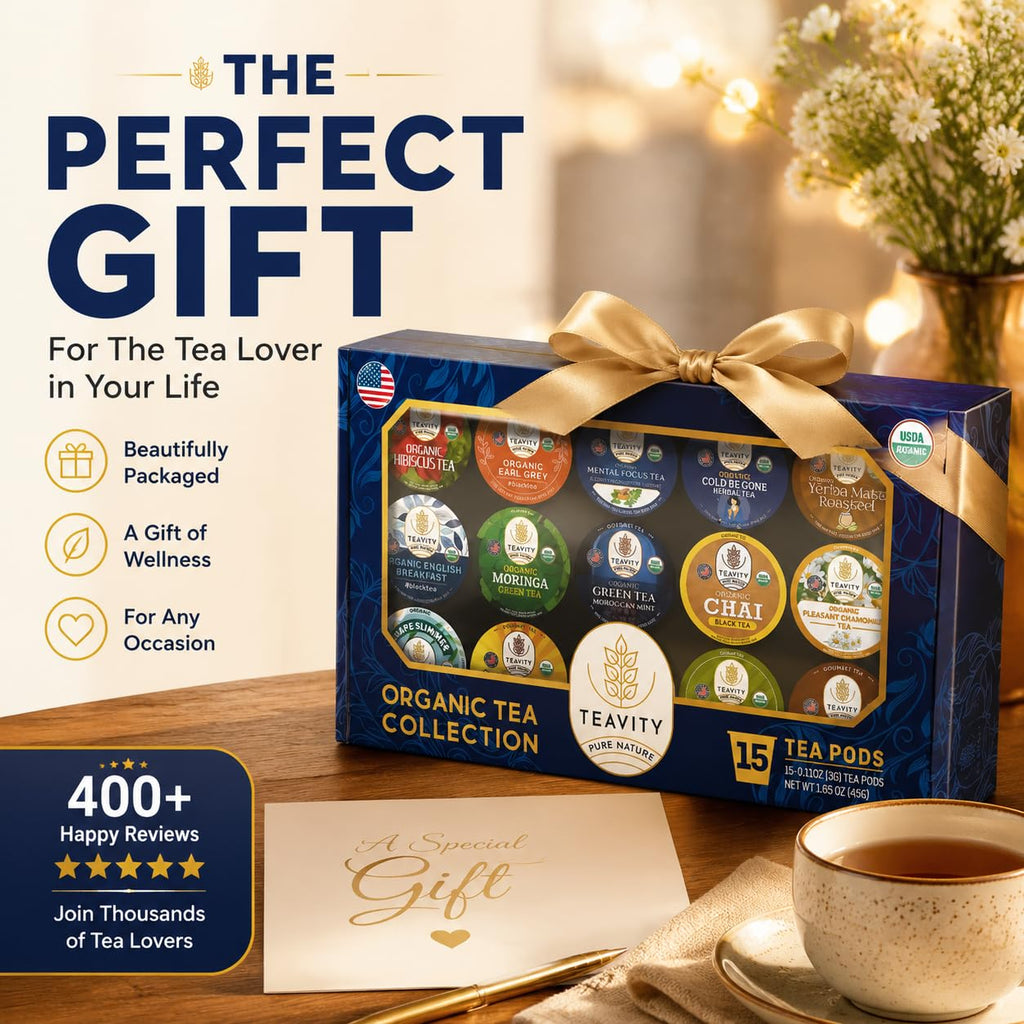 Organic Tea Pods Variety Pack - Assorted Sampler Pack Compatible for Keurig Brewer and Coffee Maker - Earl Grey, English Breakfast, Chai, Chamomile - Herbal Tea Pod for K Cup Keurig Brewing -15 Count (Pack of 1) by