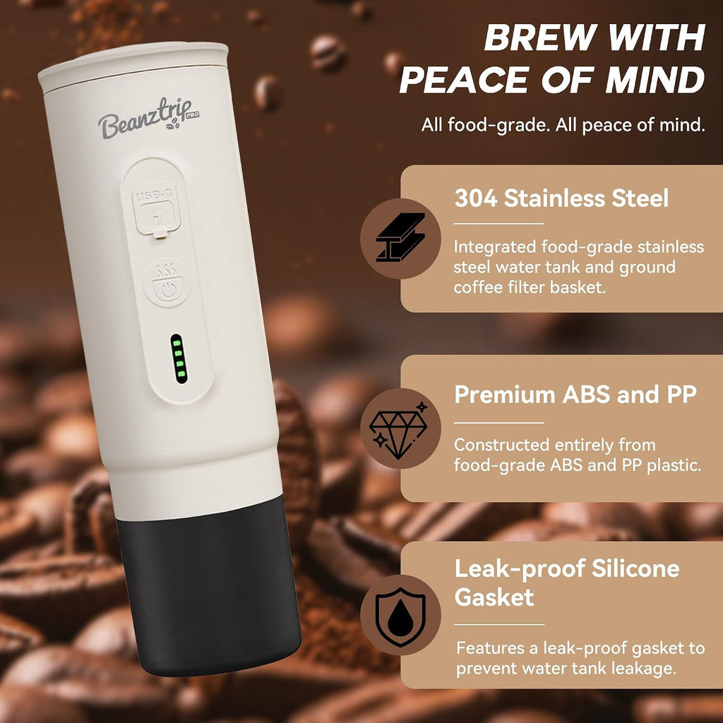 H02PRO Travel Coffee Maker, Portable Espresso Machine for Camping, 20 Bar Mini Coffee Maker Compatible with NS Capsule & Ground Coffee, 65ML Battery Operated Car Coffee Machines for Travel