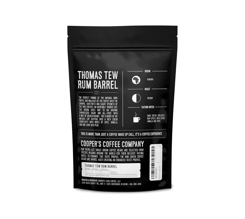Bourbon Barrel Aged Coffee 24Ct Variety Pack Set and Rum Barrel Aged Coffee - Single Origin Rwanda Coffee Beans Aged in Thomas Tew RUM Barrels - 12 Oz Bags, Ground Coffee