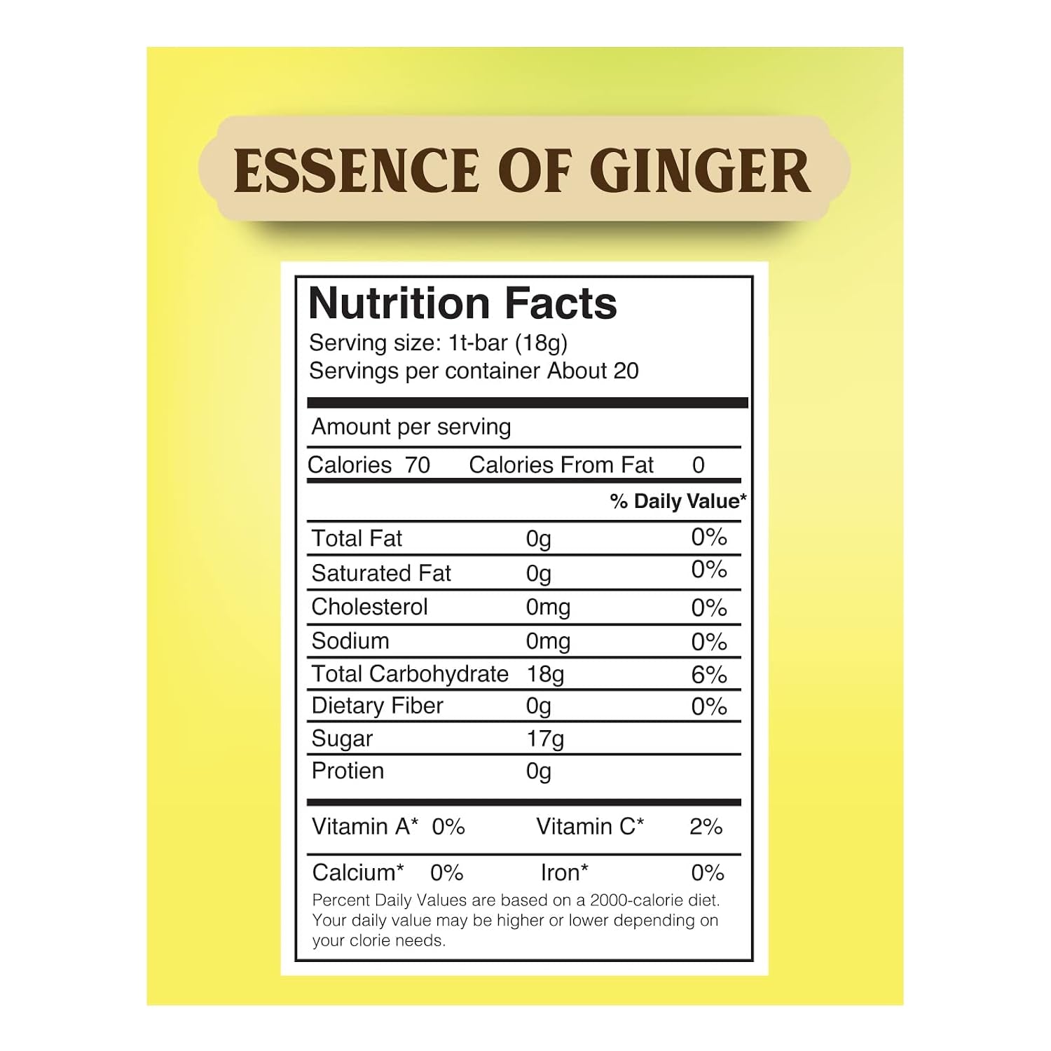 Natural Honey Lemon Ginger Herbal Tea 20 Sachet Packets Instant Beverage 18 Grams Made with Real Pure Honey, Fresh Ginger Root and Refreshing Lemon Citrus - Caffeine Free