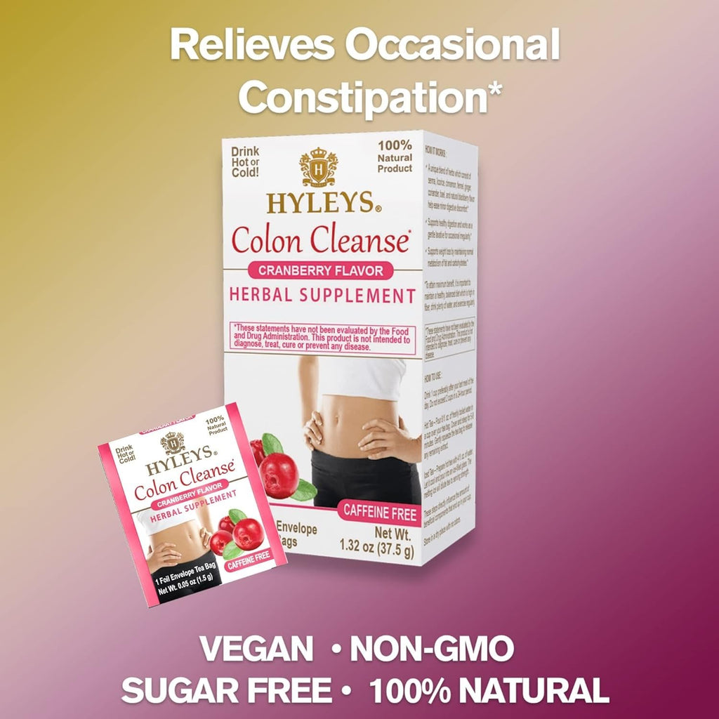 Colon Cleanse Tea, Cranberry Flavor, Vegan, 25 Herbal Tea Bags