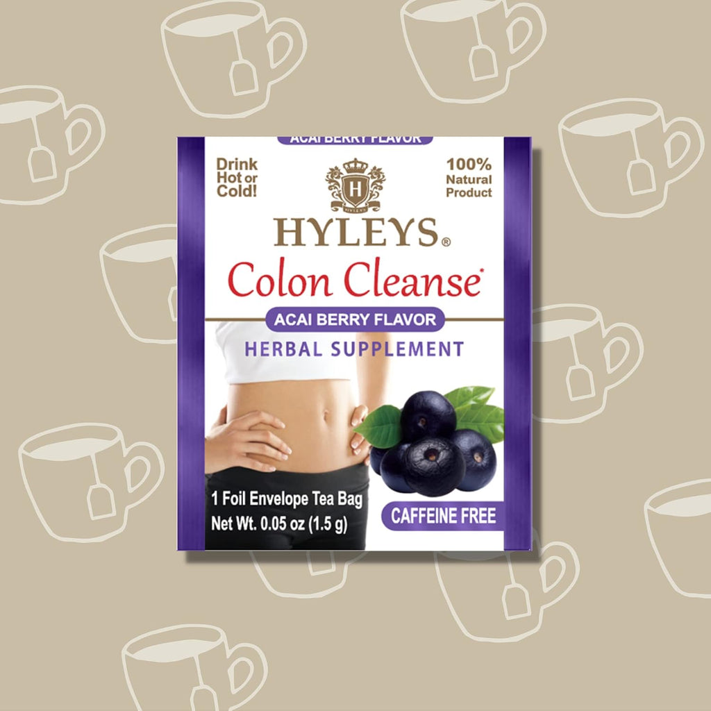 Colon Cleanse Tea, Acai Berry Flavor - 300 Individually Wrapped Herbal Tea Bags (12 Pack of 25) - Caffeine Free, Vegan