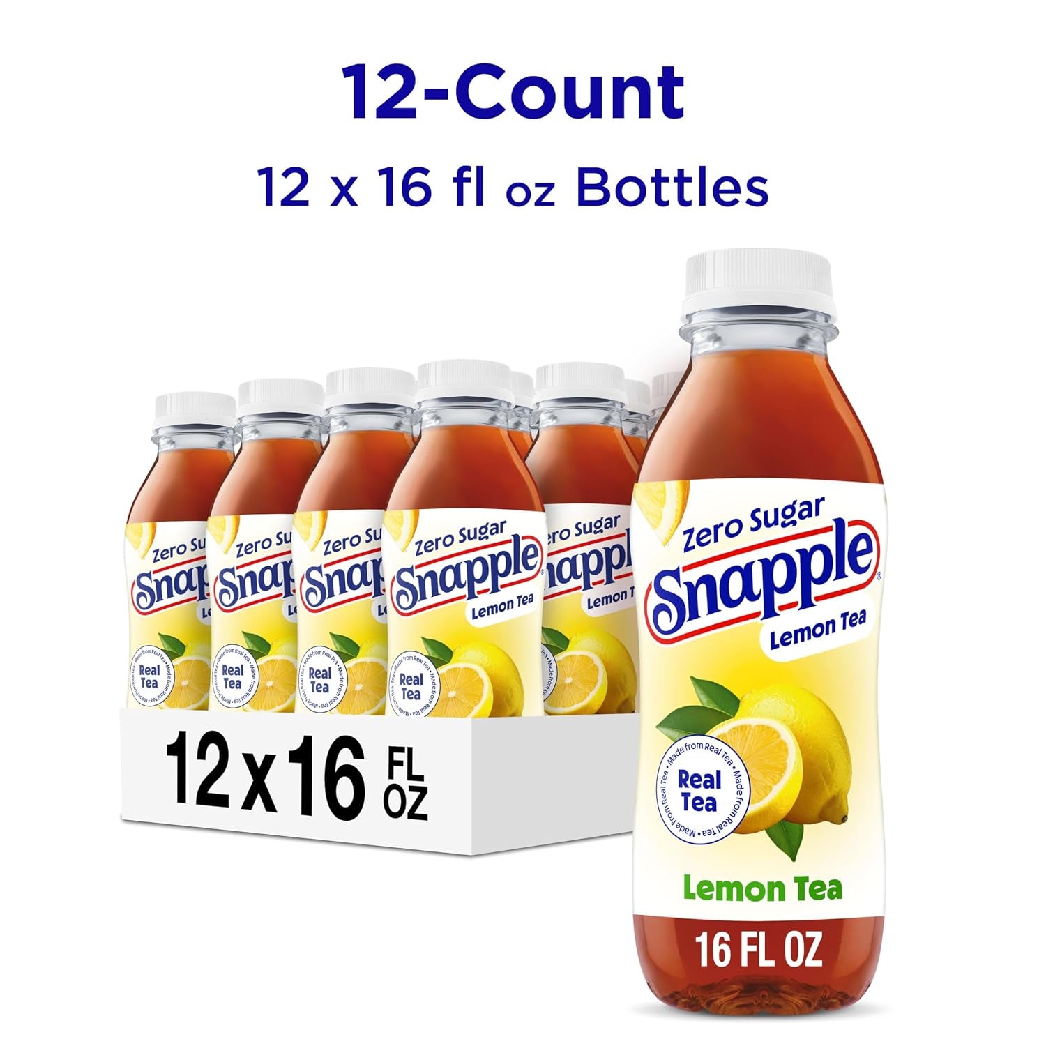 Zero Sugar Lemon Iced Tea, 16 Fl Oz, Pack of 12