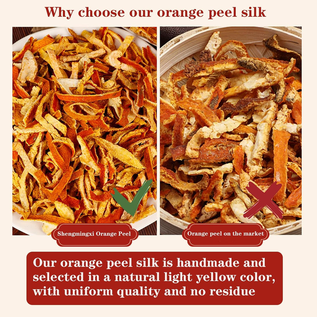 Shengmingxi Dried Tangerine Peel Dried 7.05Oz/200G Orange Peel Orange Peel Strips Citrus Peel Chen Pi Si Herbal Tea Chinese 橘皮 橘皮茶 陈皮丝 陳皮丝