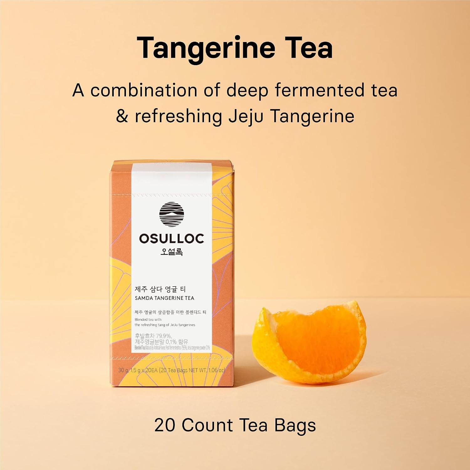 Tangerine Tea (Fresh Jeju Tangerine Flavor), Iced Tea Bags Fruit Tea Blend, Premium Teabags from Jeju Island, 20 Count