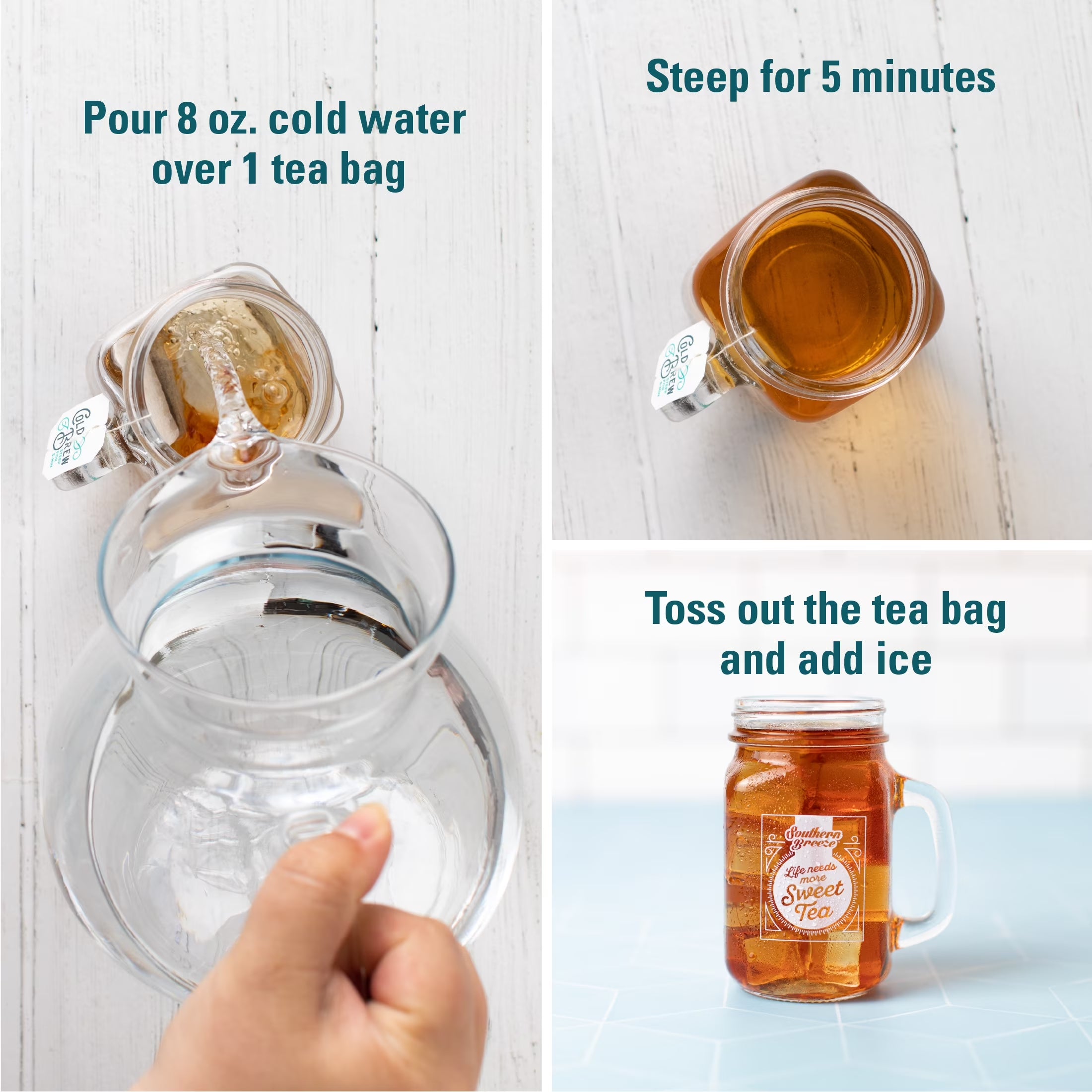 Cold Brew Sweet Tea Variety Pack Iced Tea with Black Tea and Zero Carbs Zero Sugar, 20 Individually Wrapped Tea Bags, Pack of 8