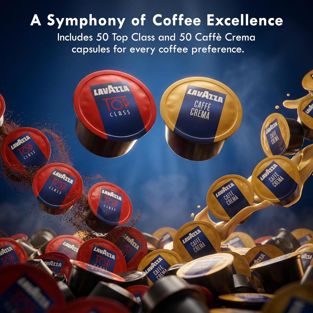 Blue Coffee Capsules Variety Pack – 100 Count (50 Pods Each) – Includes Top Class & Caffè Crema Blends – Compatible with  LB Espresso Machines Only – Premium Italian Coffee