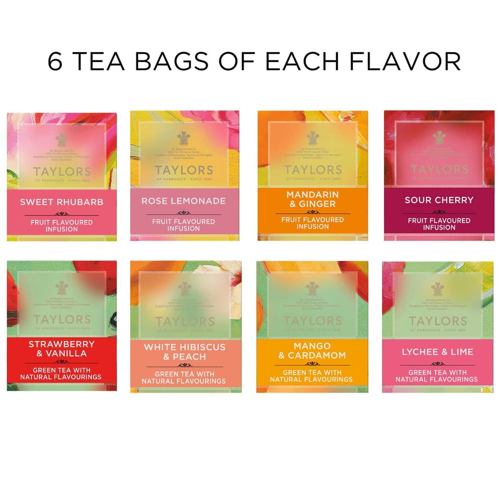 Assorted Green & Herbal Teas Sampler, Variety Pack Gift Box, Individually Wrapped Bags, 48 Count (Pack of 1), Premium Green & Herbal Teas, Mixed Caffeinated & Caffeine-Free Selection, 48 Teabags