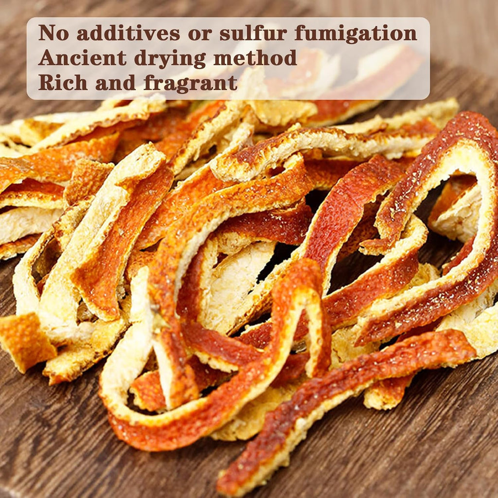 Shengmingxi Dried Tangerine Peel Dried 7.05Oz/200G Orange Peel Orange Peel Strips Citrus Peel Chen Pi Si Herbal Tea Chinese 橘皮 橘皮茶 陈皮丝 陳皮丝