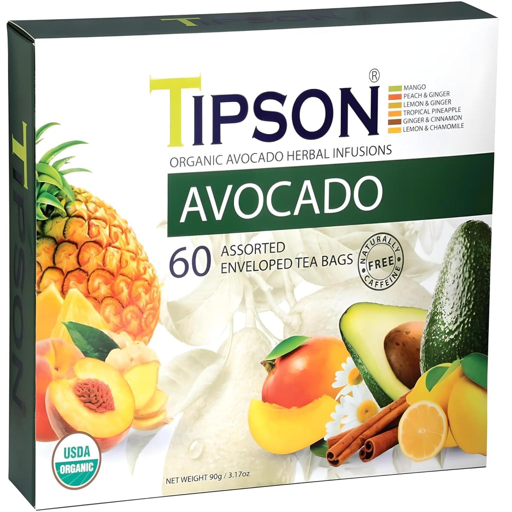 Organic Avocado Variety Sampler - 6 Flavors (60 Tea Bags), Herbal Tea Infusions - USDA Organic, Non GMO, and Gluten Free