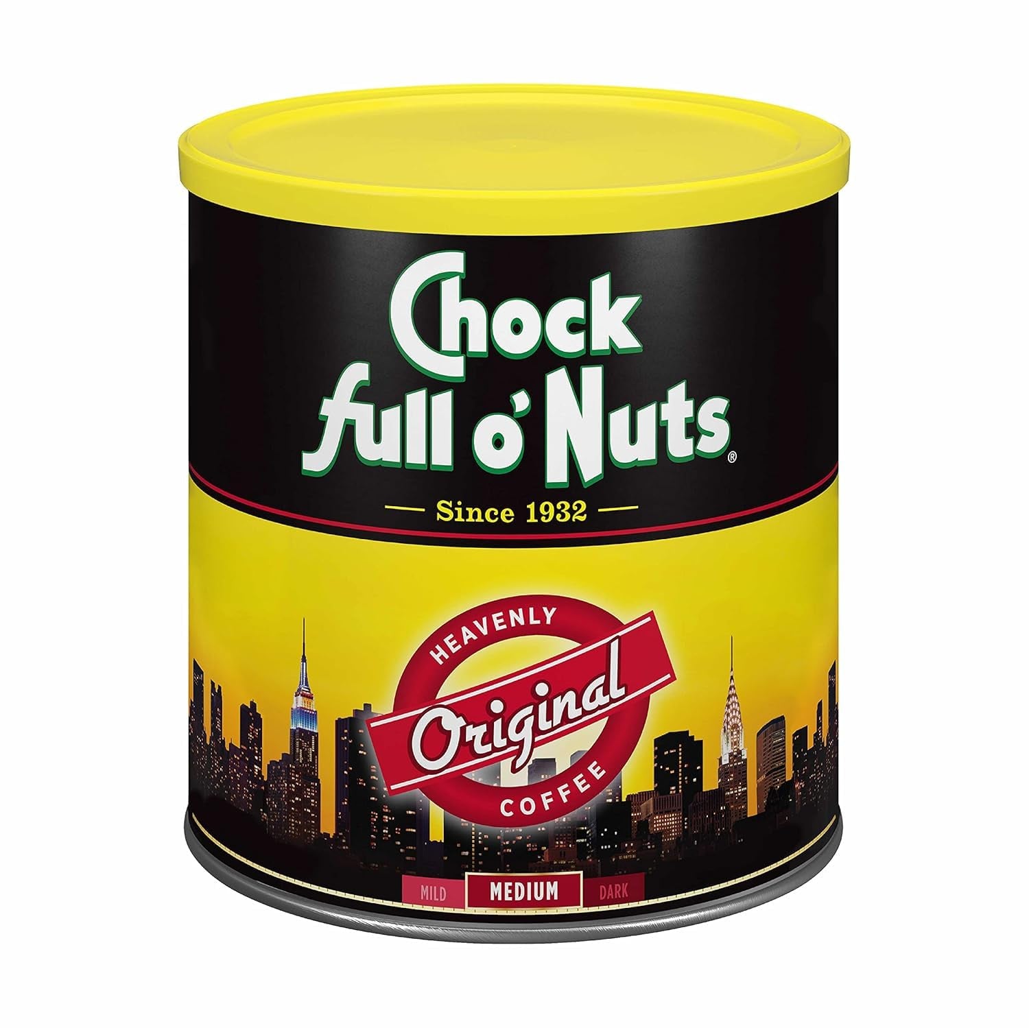 Chock Full O'Nuts Coffee Variety Pack - Heavenly Original Ground Coffee - Medium Roast (30.5 Oz Can) & 100% Arabica New York Roast Ground Coffee - Dark Roast (10.5 Oz Can)