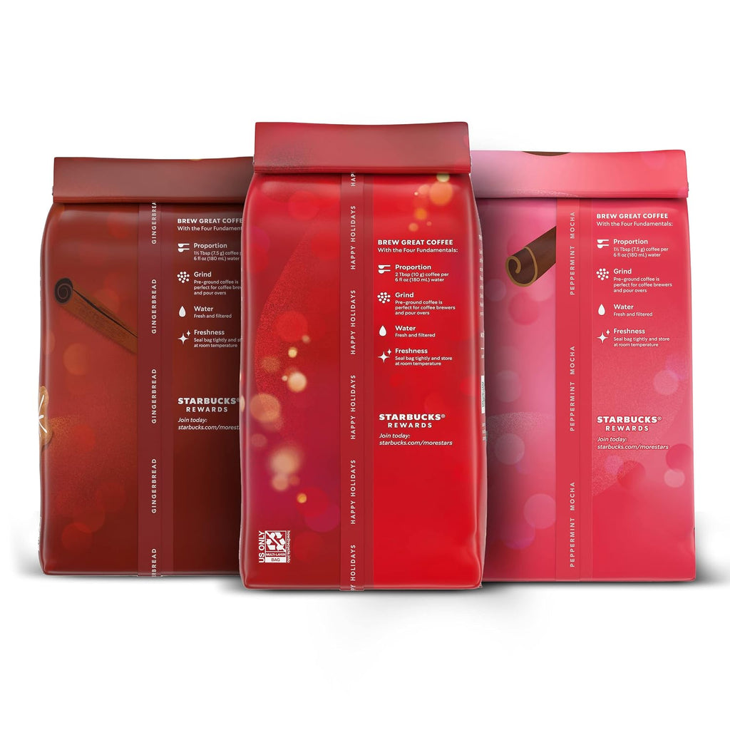 Starbucks Holiday Variety Pack Ground Coffee - Holiday Blends - 3 Bags (11 Oz)
