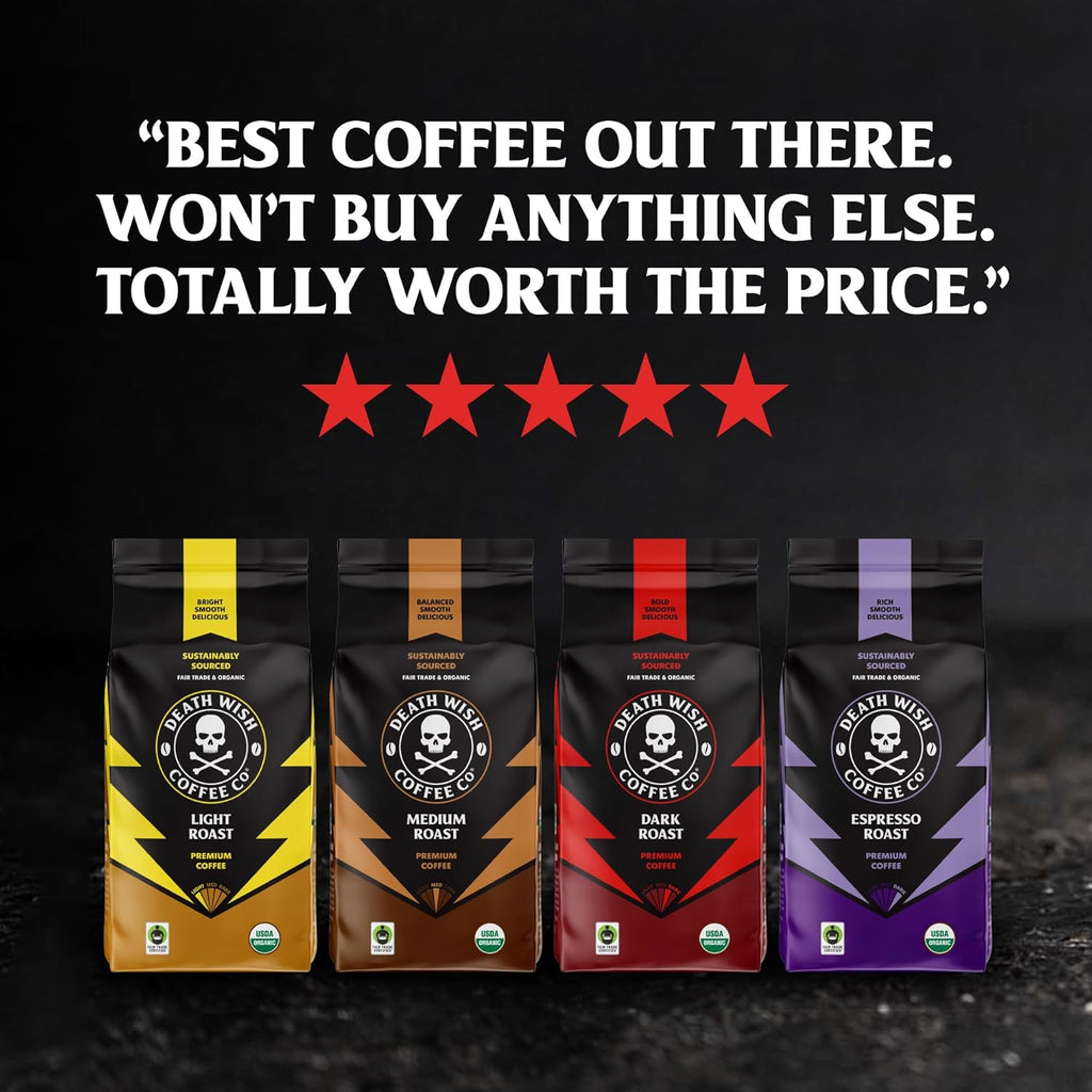 Death Wish Coffee Mixed Roast Variety Pack Coffee Pods, Organic, 30 Count | Fair Trade Arabica & Robusta, Medium Dark & Espresso Roasts, Bold & Balanced, Assorted