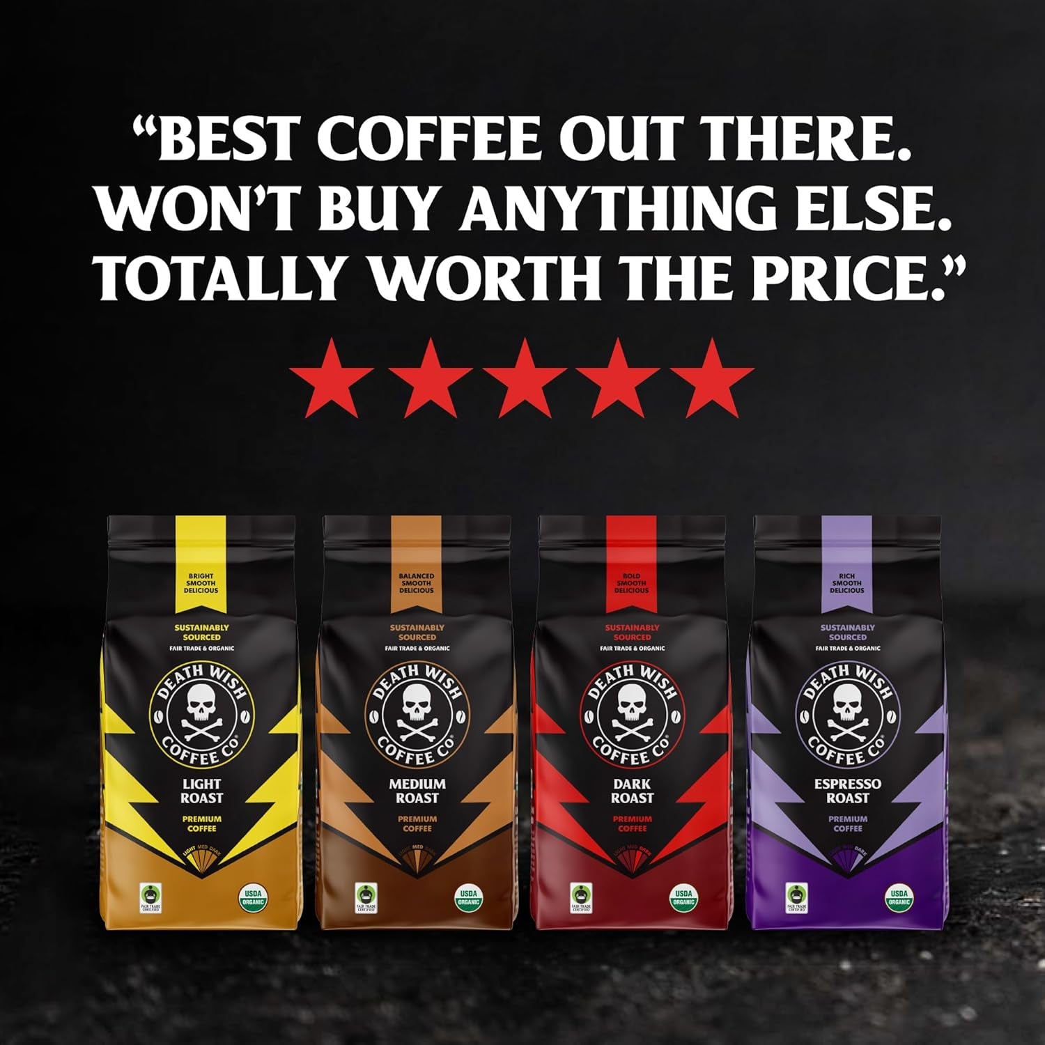Death Wish Coffee Mixed Roast Variety Pack Coffee Pods, Organic, 30 Count | Fair Trade Arabica & Robusta, Medium Dark & Espresso Roasts, Bold & Balanced, Assorted
