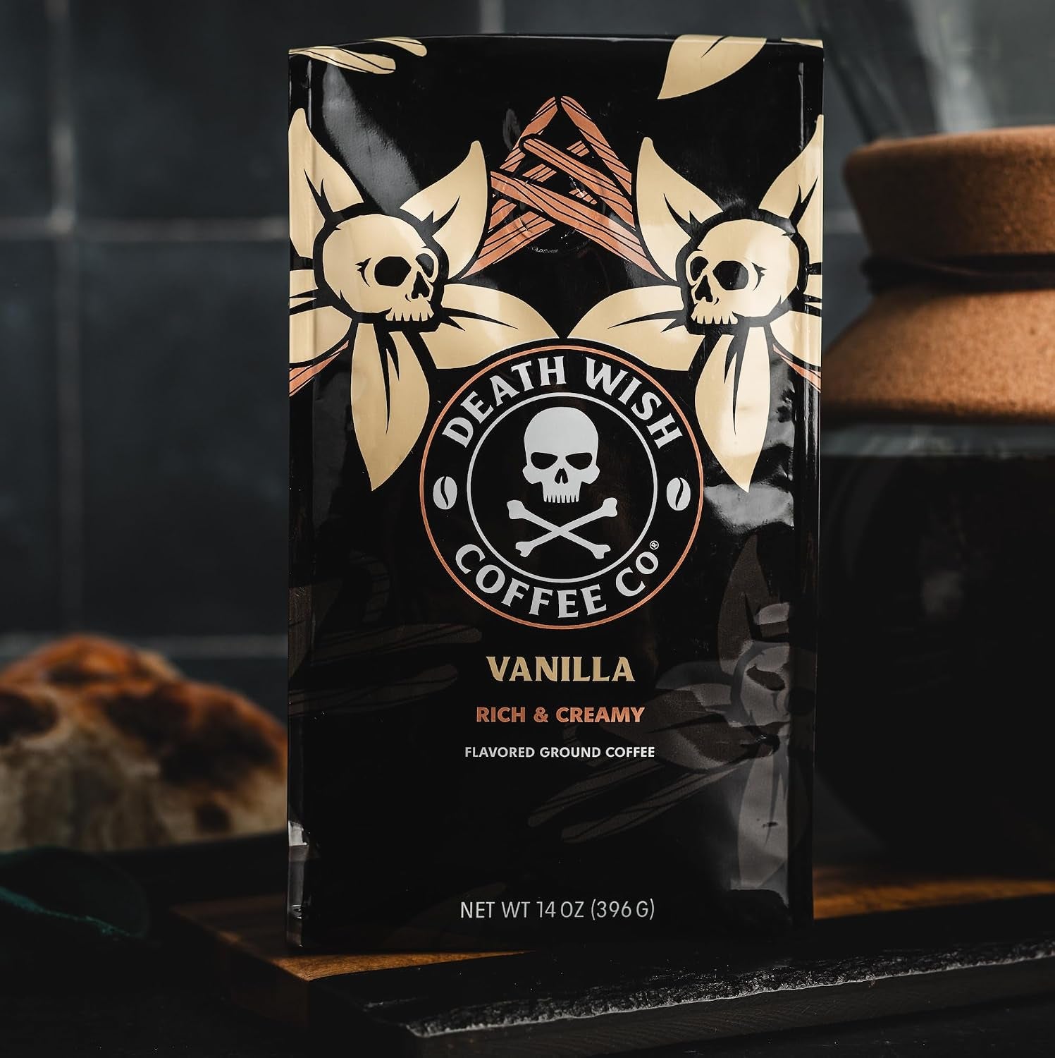 DEATH WISH COFFEE - Vanilla Ground Coffee (14 Oz) (Pack of 2)
