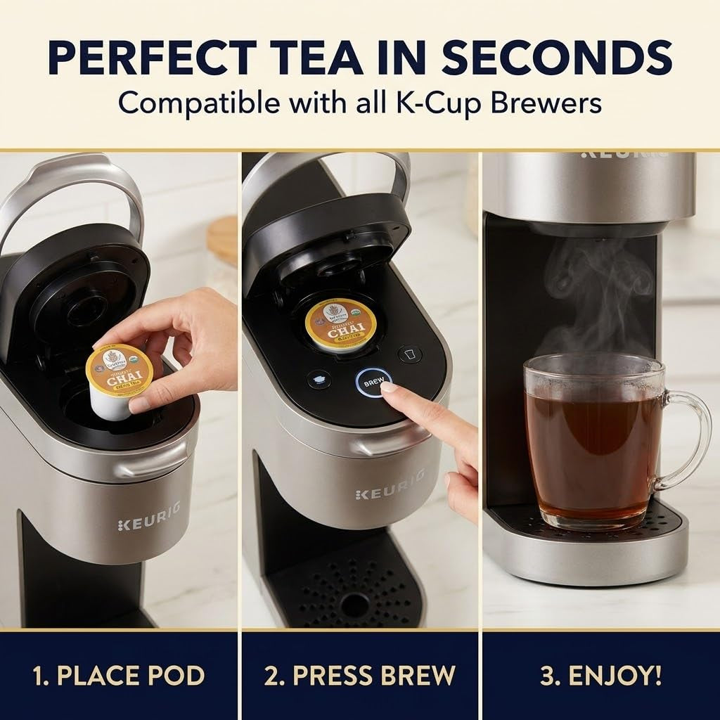 Organic Tea Pods Variety Pack - Assorted Sampler Pack Compatible for Keurig Brewer and Coffee Maker - Earl Grey, English Breakfast, Chai, Chamomile - Herbal Tea Pod for K Cup Keurig Brewing -15 Count (Pack of 1) by