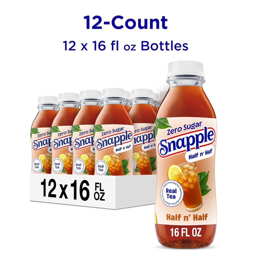 Zero Sugar Half 'N Half Tea, 16 Fl Oz Recycled Plastic Bottle, Pack of 12