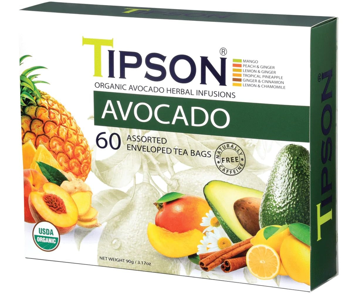 Organic Avocado Variety Sampler - 6 Flavors (60 Tea Bags), Herbal Tea Infusions - USDA Organic, Non GMO, and Gluten Free