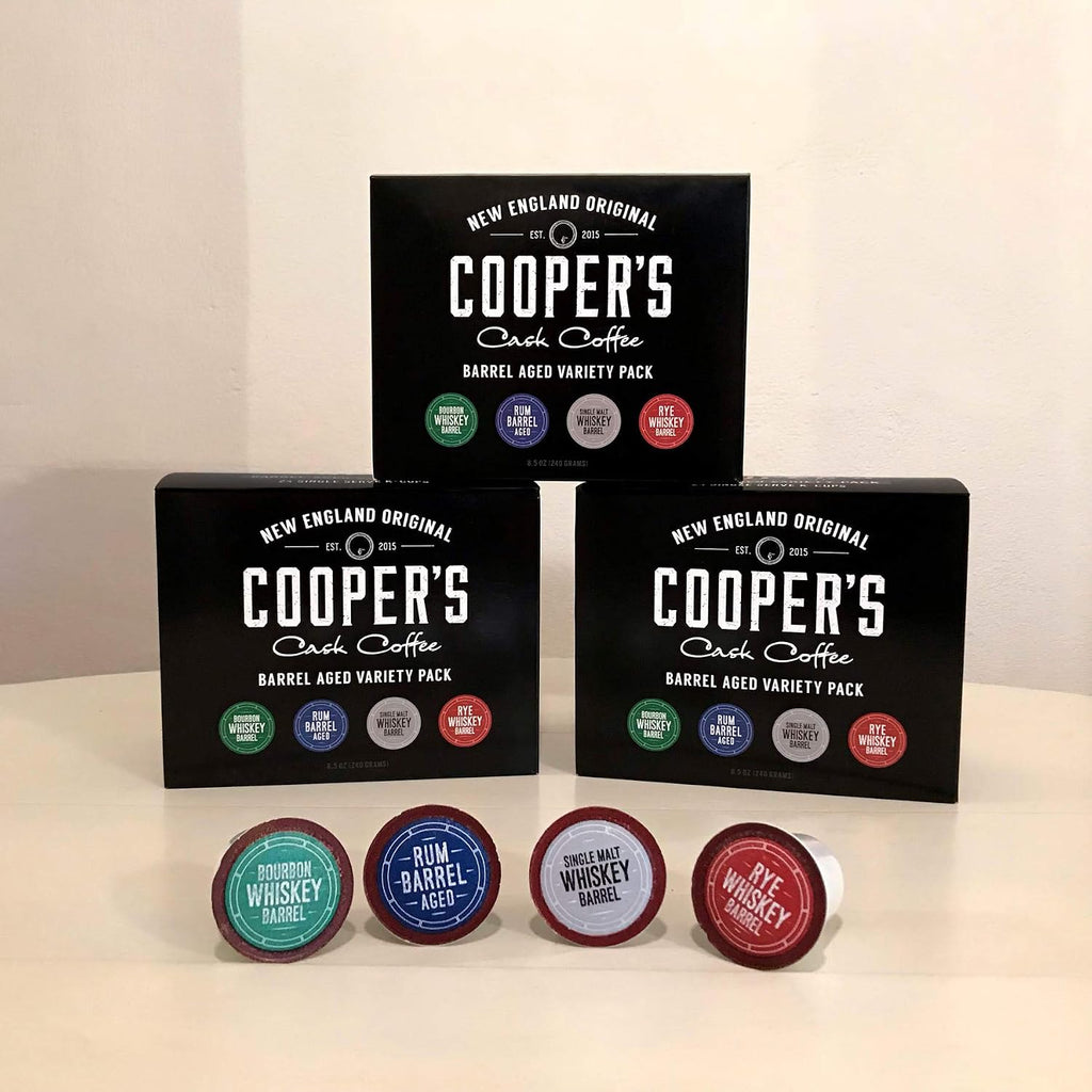 Bourbon Barrel Aged Coffee 24Ct Variety Pack Set and Rum Barrel Aged Coffee - Single Origin Rwanda Coffee Beans Aged in Thomas Tew RUM Barrels - 12 Oz Bags, Ground Coffee