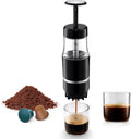 Portable Coffee Maker for Travel & Camping, Travel Lightweight Coffee Machines, Manually Operated, Compatible with Ground Coffee & NS Capsule Black (1Pcs)