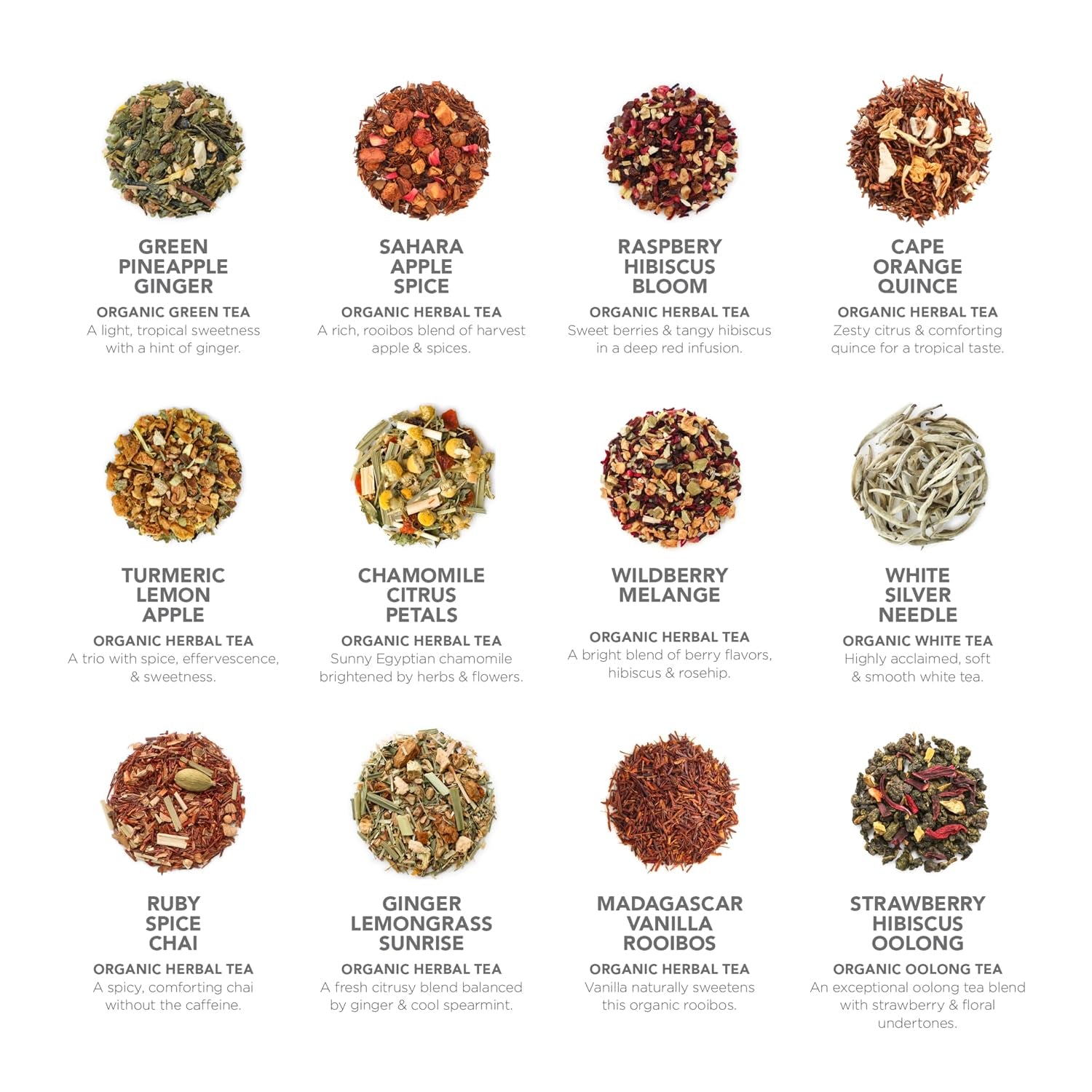 - World'S Finest Pyramid Tea Collection, 24 Varieties of USDA Certified Organic & Kosher Teas - Black Tea, Green Tea, White Tea, Oolong Tea, and Herbal/Fruit Tea Blends